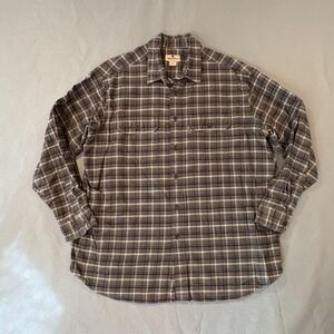 Woolrich Shirt Mens XL Olive Gray Plaid Flannel Long Sleeve Button Front Pockets